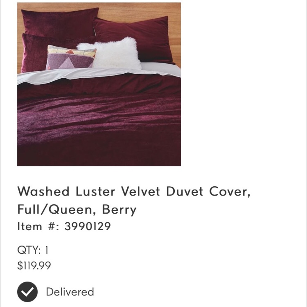 West Elm velvet bedding set